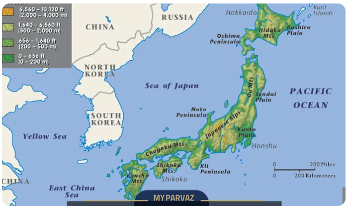 Japan Mountains Map